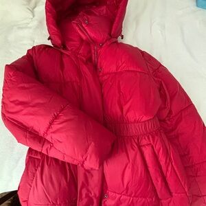 GAP Cherry Red Hooded Puffer Jacket